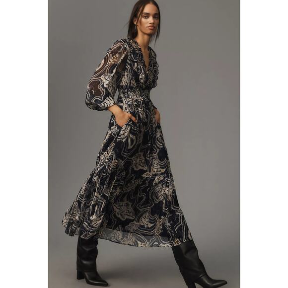 NWT Anthropologie Printer Johnson Midi Dress - XSP - Picture 1 of 7